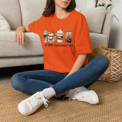 Air Hub Supervisor Fuel T-Shirt — Cute Coffee Drinks Graphic Tee for Managers and Aviation Staff