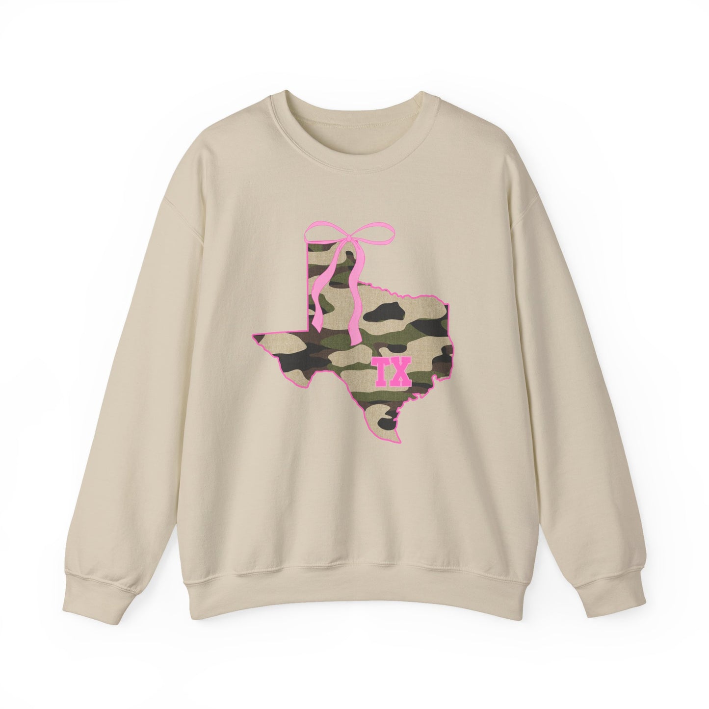 Texas Camo Bow Sweatshirt — Pink Girly Texas State Pride