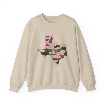 Texas Camo Bow Sweatshirt — Pink Girly Texas State Pride