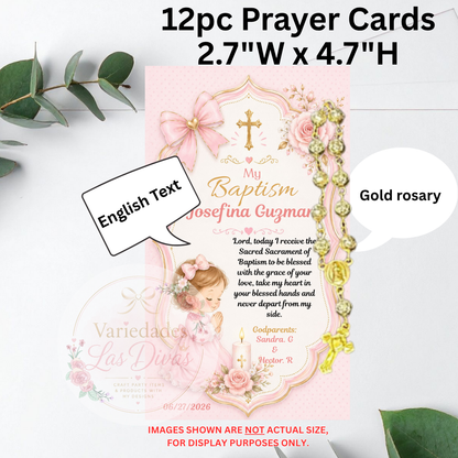 Pink Baptism Personalized Prayer cads