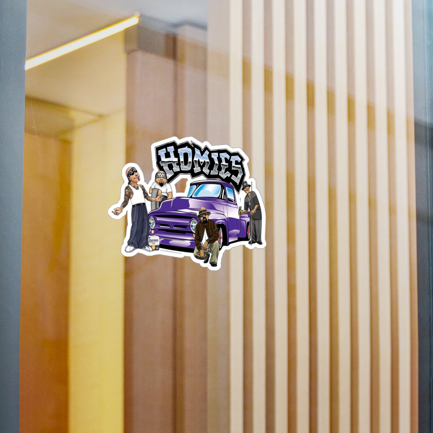 Homies Lowrider Vinyl Sticker — Purple Truck Kiss-Cut Decal