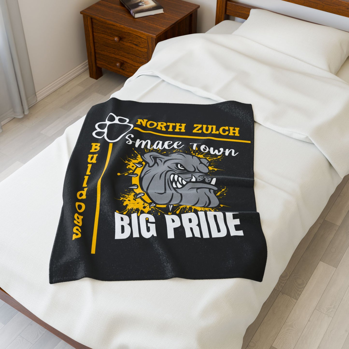 North Zulch Bulldogs Velveteen Plush Blanket, Cozy Throw for Sports Fans, Gift for Graduations, Home Decor, Team Spirit