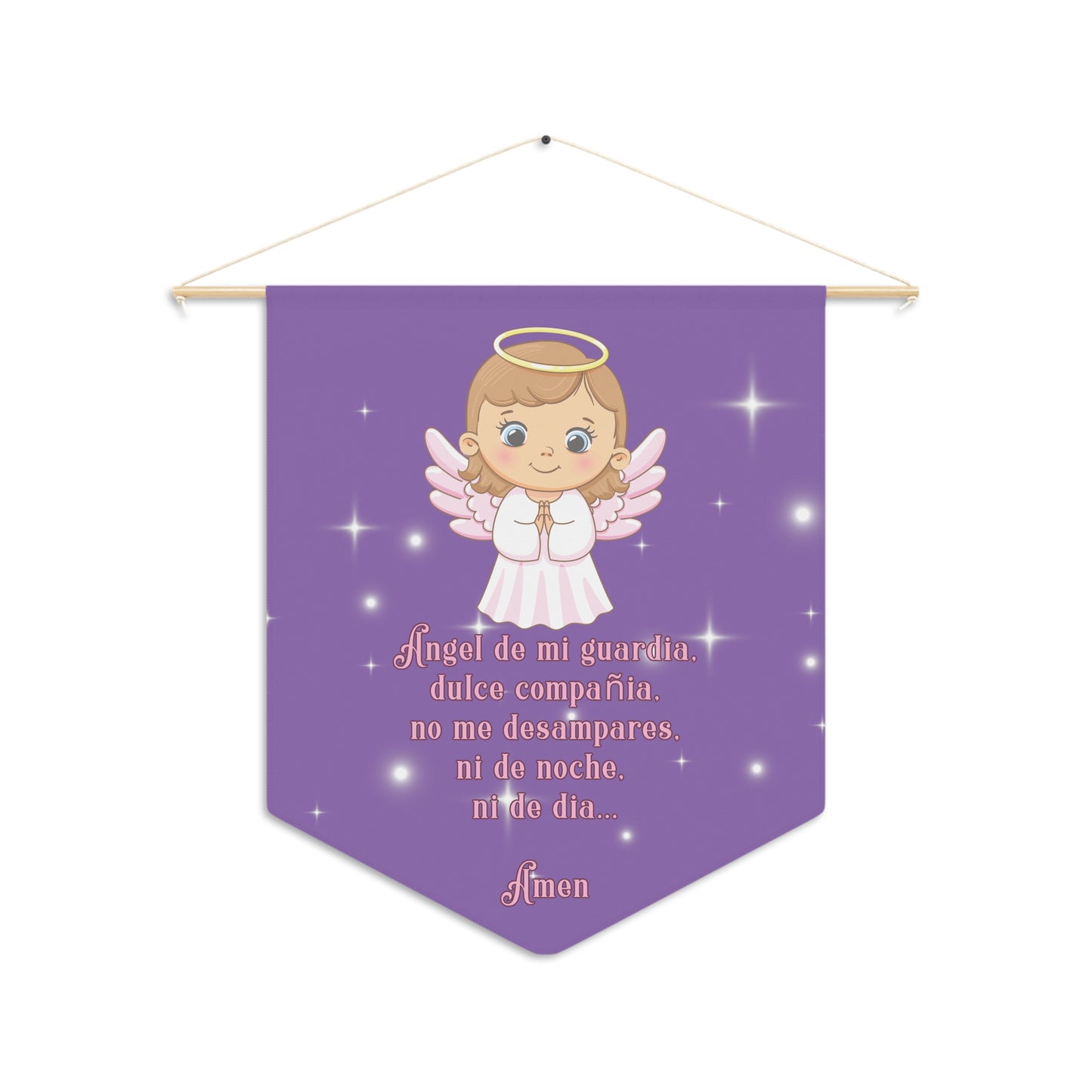 Whimsical Guardian Angel Pennant, Cute Nursery Decor, Baby Shower Gift, Inspirational Wall Hanging, Kids Room Decoration
