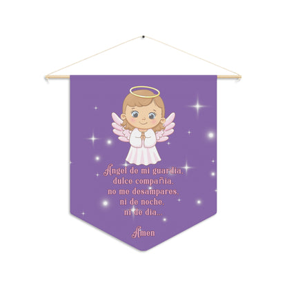 Whimsical Guardian Angel Pennant, Cute Nursery Decor, Baby Shower Gift, Inspirational Wall Hanging, Kids Room Decoration
