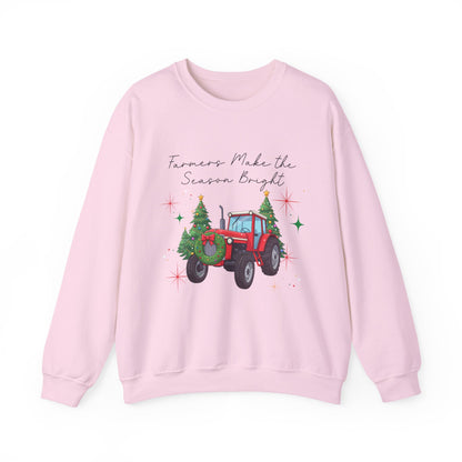 Farmer Christmas Sweatshirt — “Farmers Make the Season Bright” Tractor Holiday Crewneck