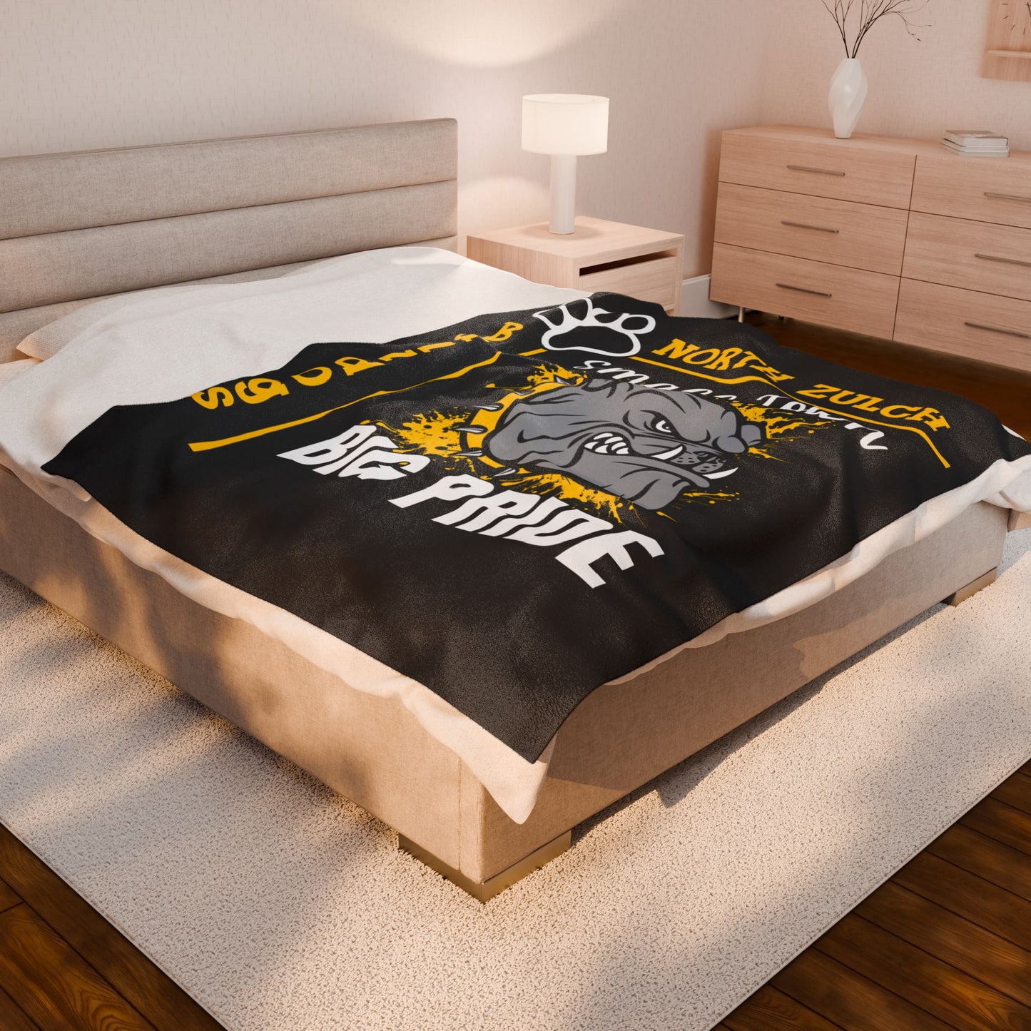 North Zulch Bulldogs Velveteen Plush Blanket, Cozy Throw for Sports Fans, Gift for Graduations, Home Decor, Team Spirit