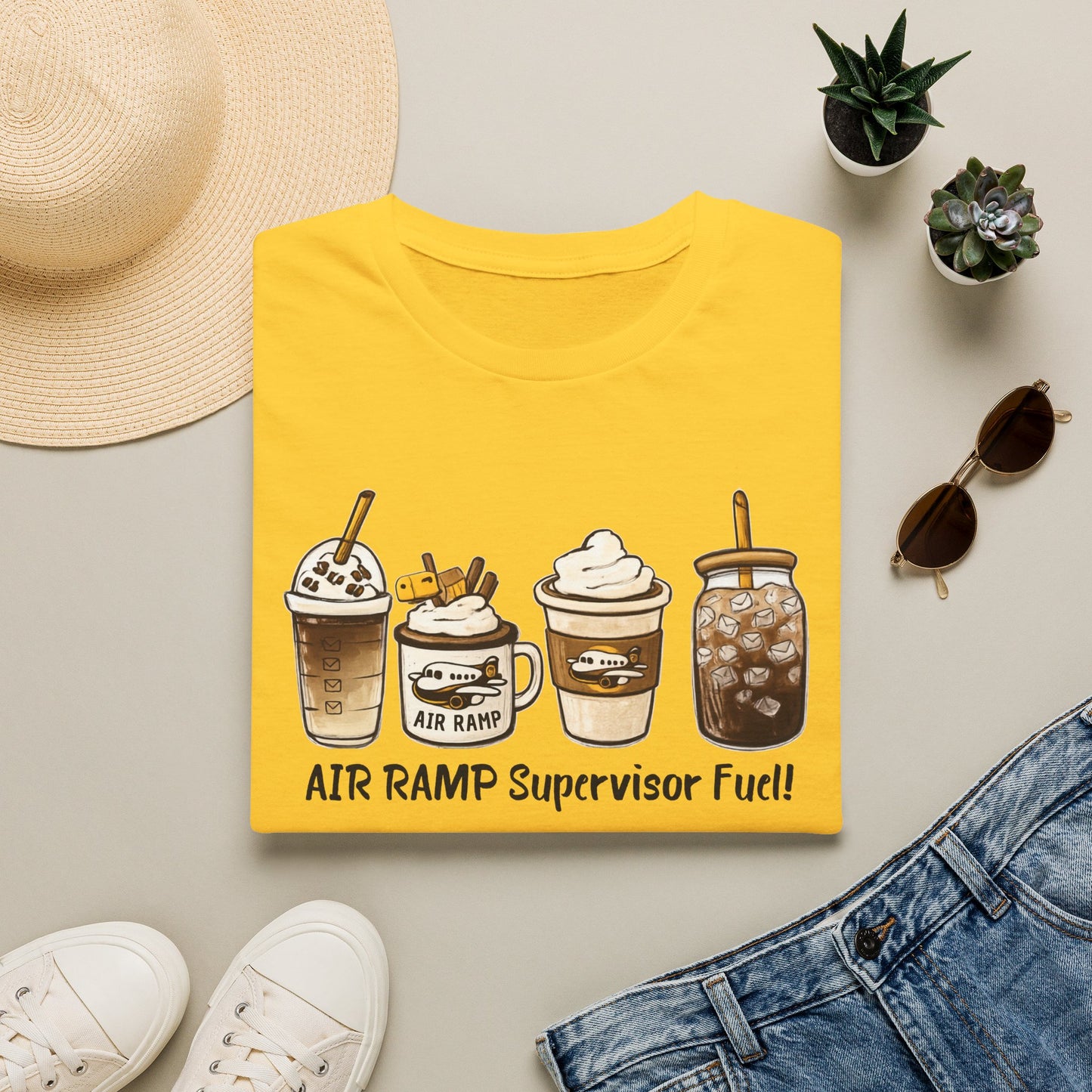Air Ramp Supervisor Fuel T-Shirt — Coffee & Frappe Crewneck for Air Ramp Workers