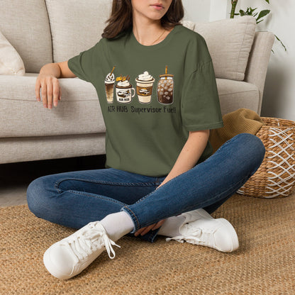 Air Hub Supervisor Fuel T-Shirt — Cute Coffee Drinks Graphic Tee for Managers and Aviation Staff