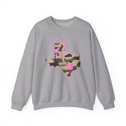 Texas Camo Bow Sweatshirt — Pink Girly Texas State Pride