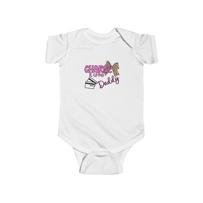 Baby Bodysuit — "Charge It to Daddy" Leopard Pink Graphic Infant One-Piece