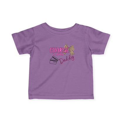 Infant Tee — "Charge It to Daddy" Pink Leopard Bow Baby Shirt