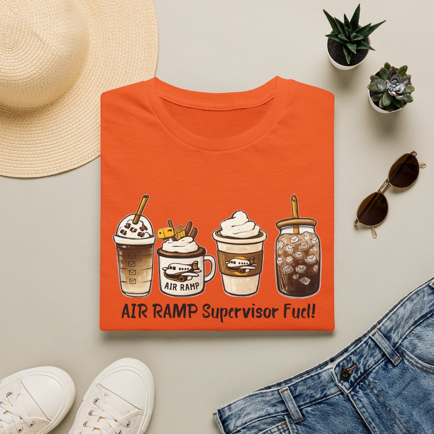 Air Ramp Supervisor Fuel T-Shirt — Coffee & Frappe Crewneck for Air Ramp Workers