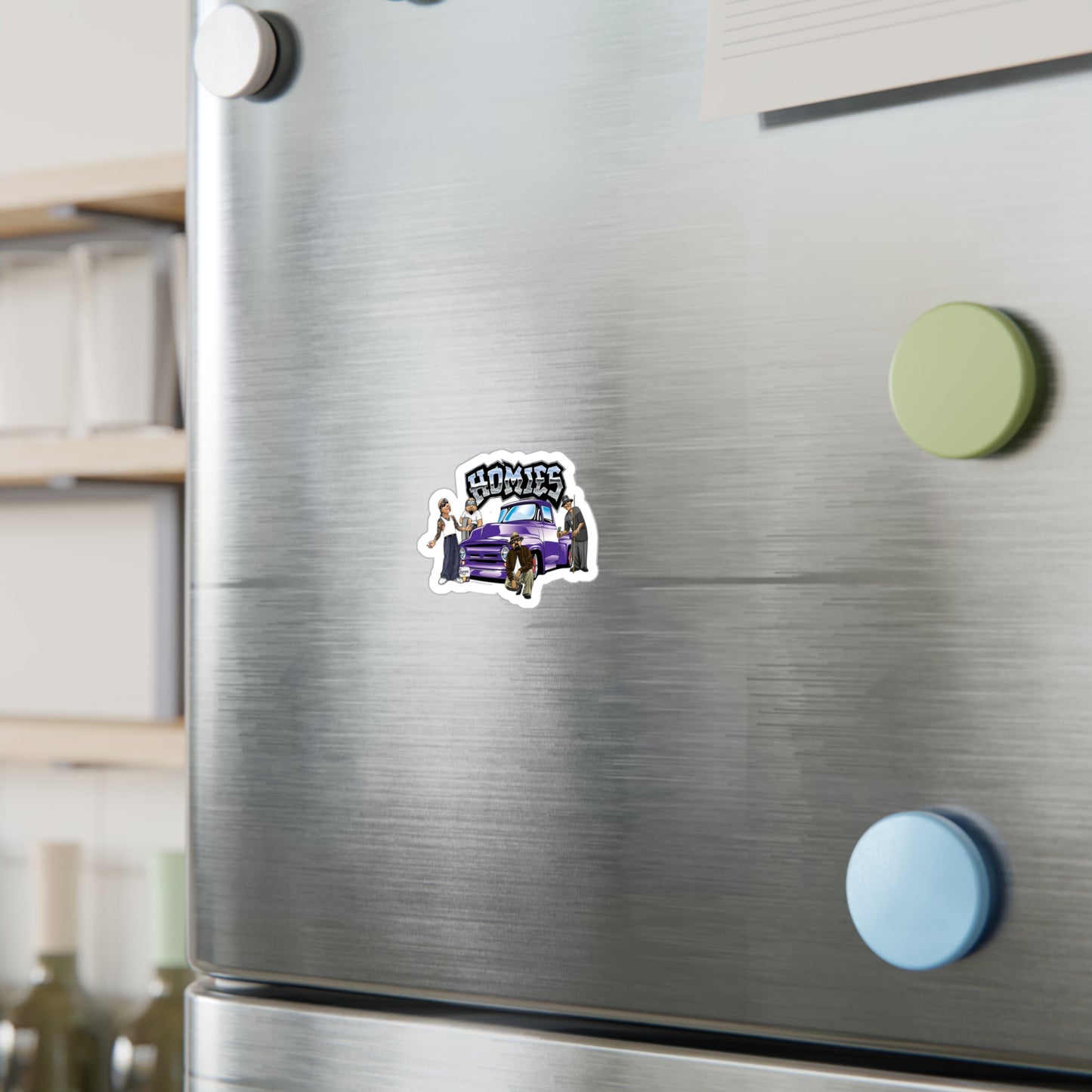 Purple Truck Homies Kiss-Cut Vinyl Decals | Unique Stickers for Home Decor, Skateboards, Laptops, Gift Ideas, Urban Art